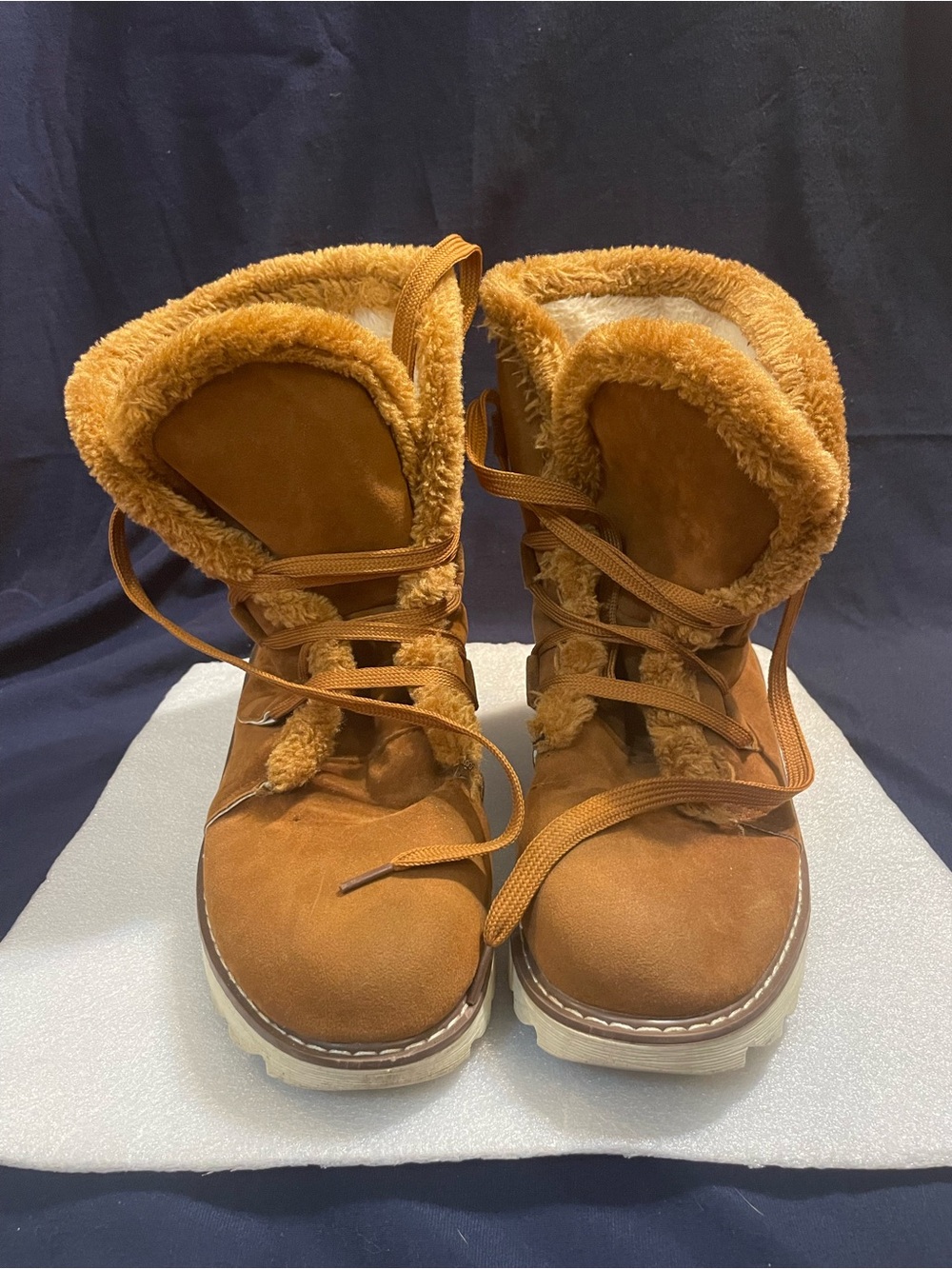 Women's Tan Faux-Shearling Winter Boots